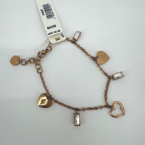 Brosway‎ Chant Bracelet Rose Gold Hearts Crystals Charm Dainty Elegant BAH20 NEW